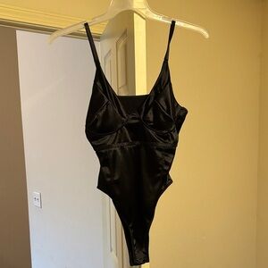 Black Satin Bodysuit